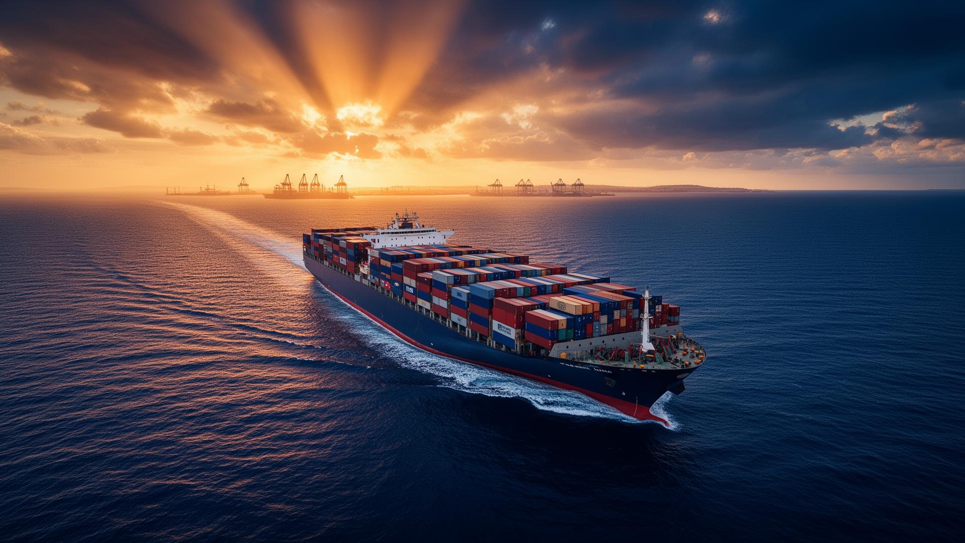 Container ship at sea