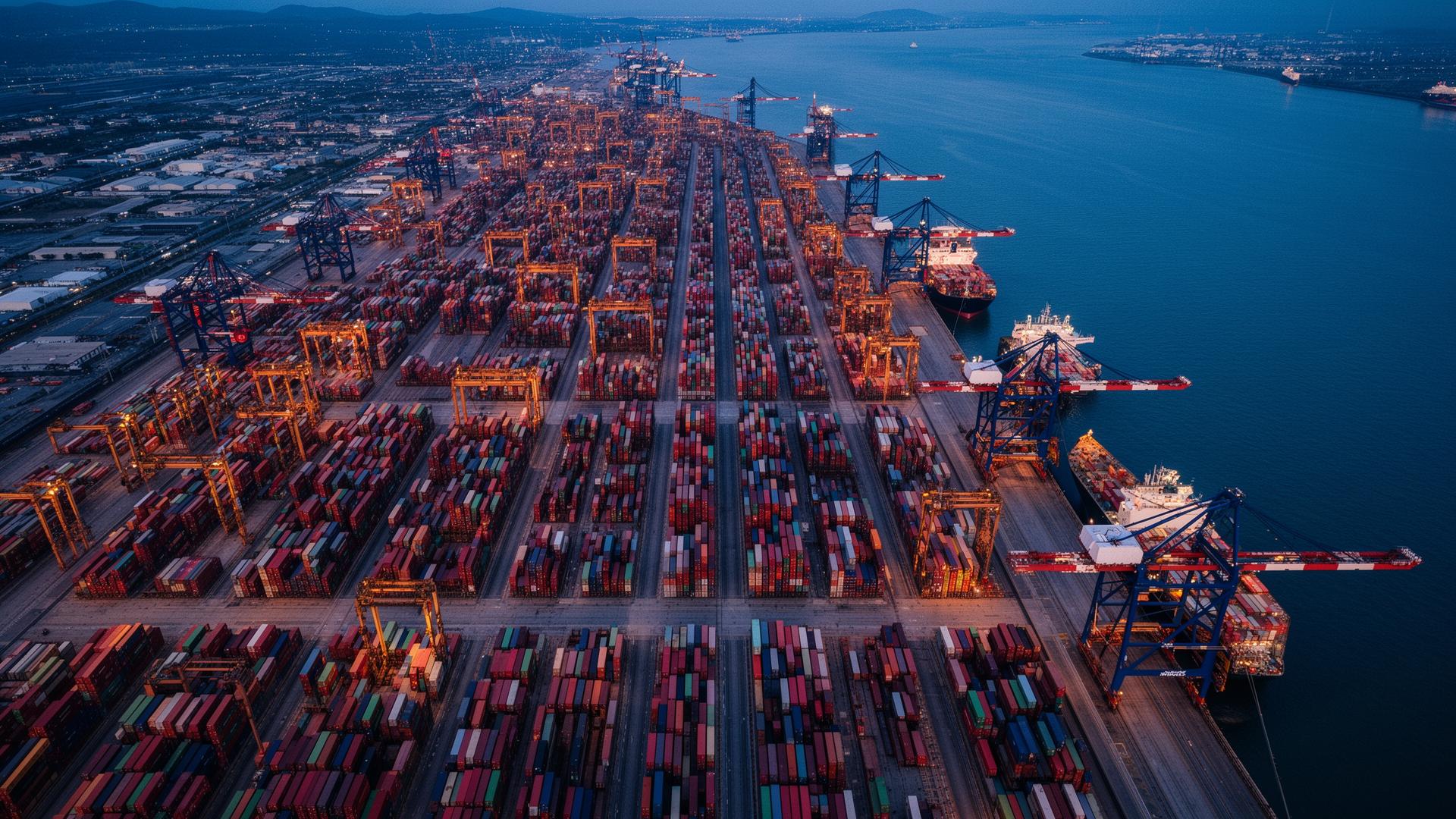 Container port aerial view